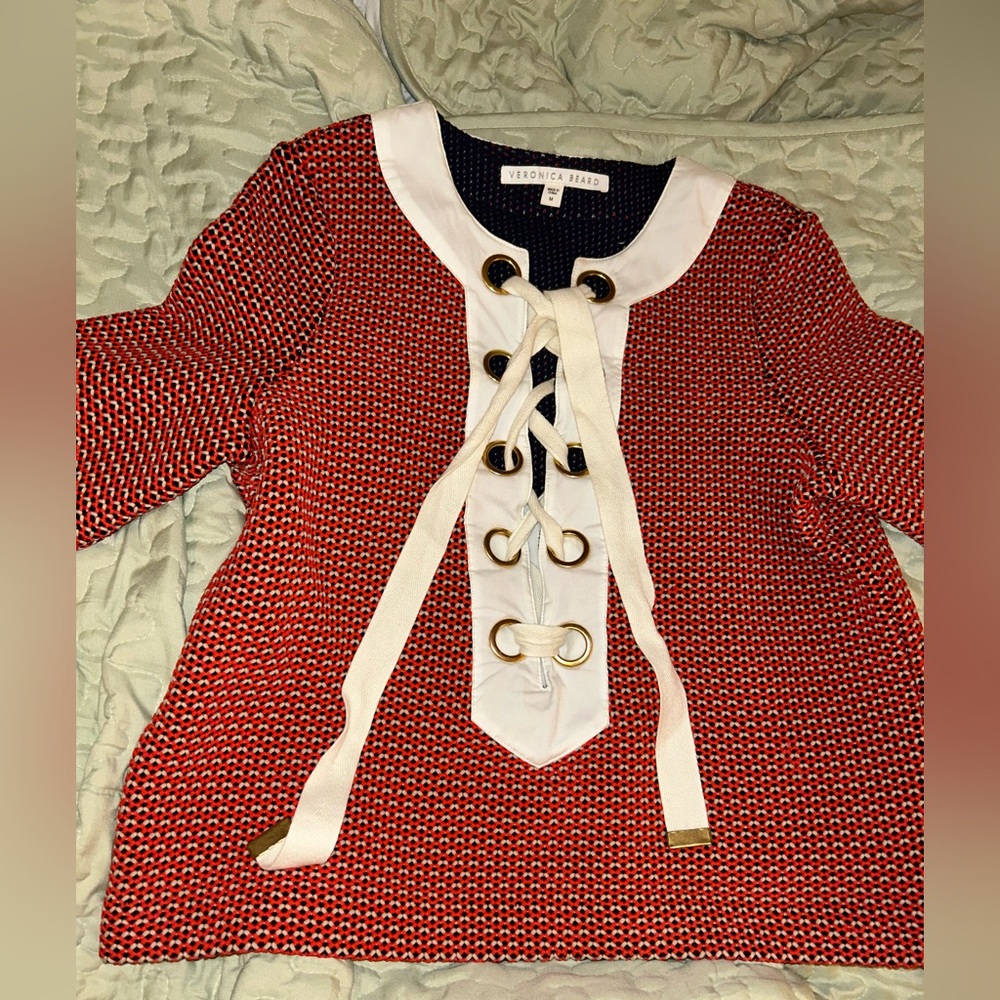 Gentle Loved Veronica Beard Lace Up Top